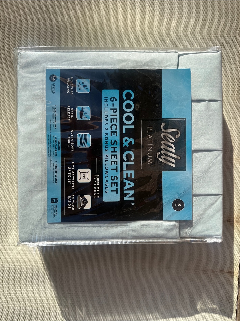 Platinum Cool & Clean 6-Piece King Sheet Set - Misty Blue